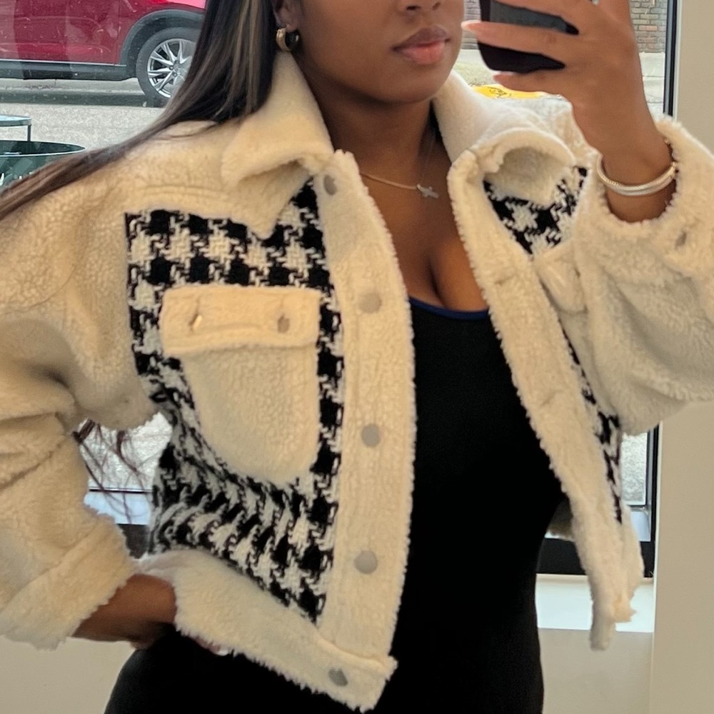 Sherpa houndstooth jacket